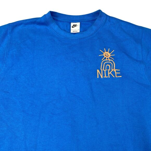 Nike Men's Crew Neck Sweatshirt Blue Orange Trance Size Large - Picture 3 of 16